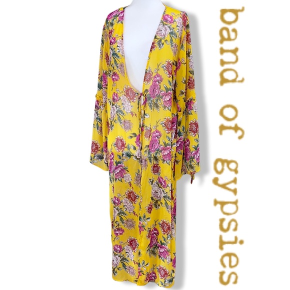 BAND OF GYPSIES Sheer Floral Swim CoverUp - Picture 2 of 2
